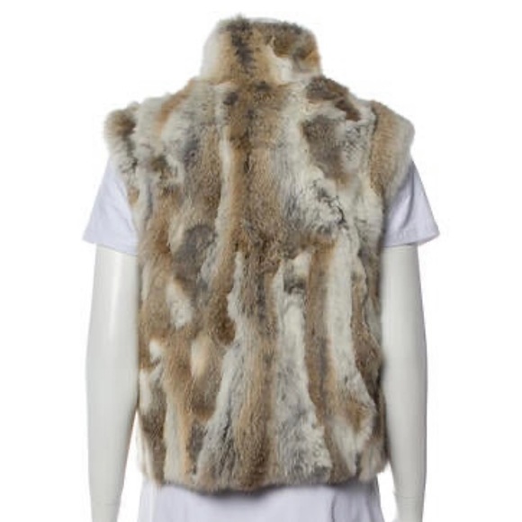 ADRIENNE LANDAU 100% Rabbit Fur Vest In Natural Brown L like new - Picture 15 of 16